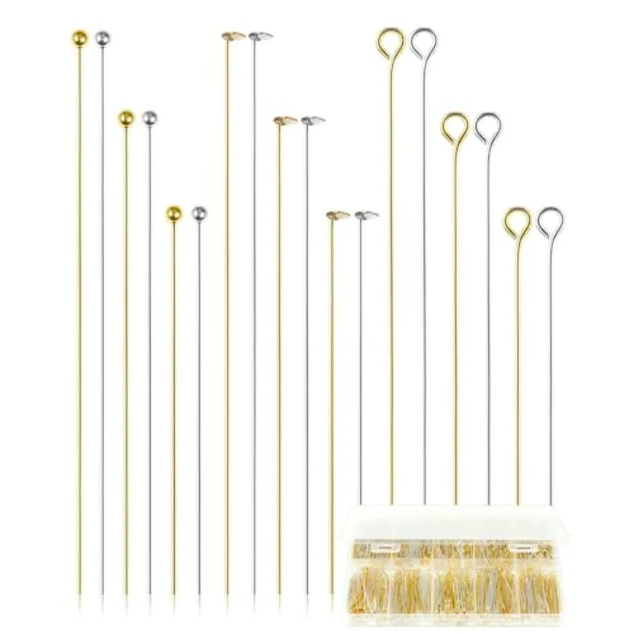 900 PCS Eye Pins and Flat Head Pins for Jewelry Making, Metal Eyepins, Headpins and Ball Head Pins for DIY Earrings, Necklaces,
900 PCS Eye Pins and Flat Head Pins for Jewelry Making, Metal Eyepins, Headpins and Ball Head Pins for DIY Earrings, Necklaces,