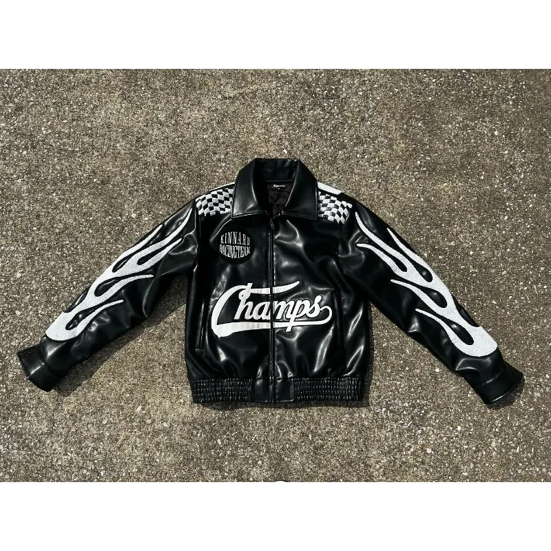 Y2K New PU Leather Jacket High Street Retro Flocking Embroidery Jacket Men Hip Hop Gothic Harajuku Punk Loose High-Quality Coat
Y2K New PU Leather Jacket High Street Retro Flocking Embroidery Jacket Men Hip Hop Gothic Harajuku Punk Loose High-Quality Coat