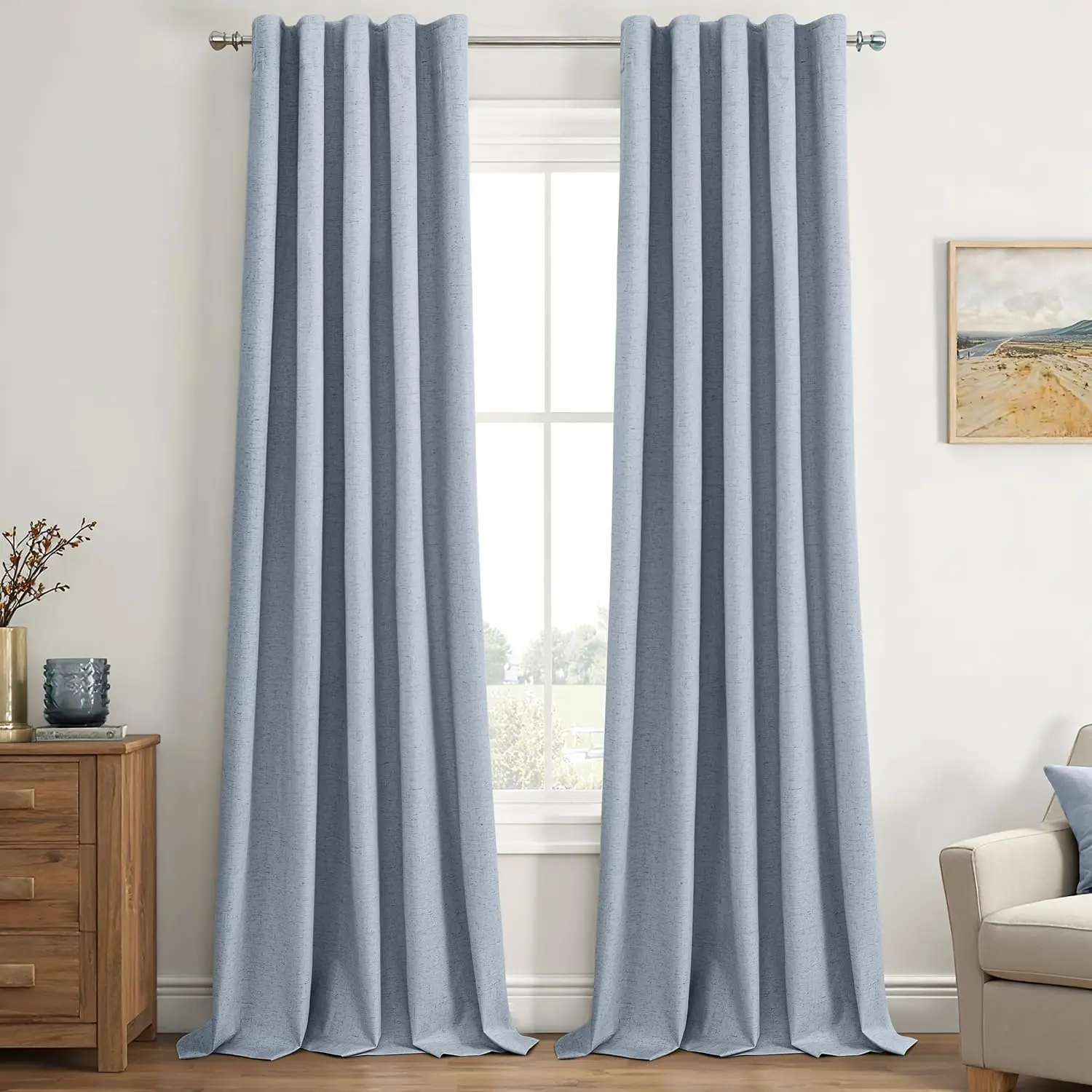 Синие льняные светонепроницаемые шторы Chambray, 90 дюймов в длину, комплект из 2 панелей, термоизолирующие затемняющие занавески для спальни и гостиной
Синие льняные светонепроницаемые шторы Chambray, 90 дюймов в длину, комплект из 2 панелей, термоизолирующие затемняющие занавески для спальни и гостиной