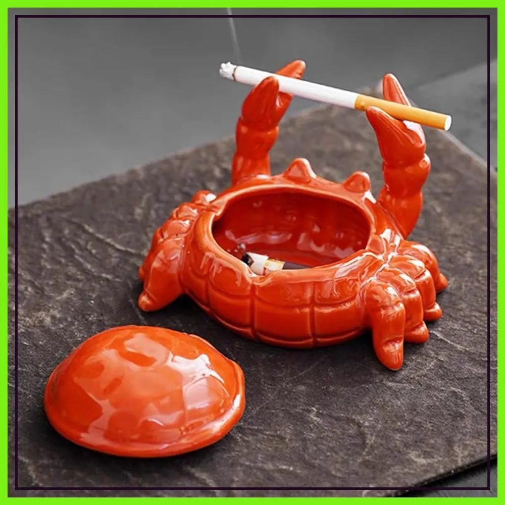Windproof Ceramic Ashtray with Lid, Crab Decor Tabletop Cigarette Ash Tray for Indoor Outdoor Use
Windproof Ceramic Ashtray with Lid, Crab Decor Tabletop Cigarette Ash Tray for Indoor Outdoor Use