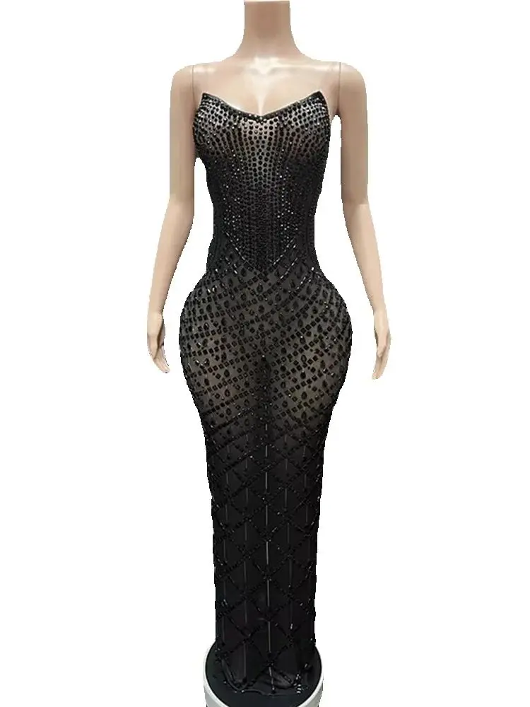 High Quality Hot Stamping Sexy Chest Hugging See Through Mesh Elastic Dress 2025 New Fashion Custom Women'S Clothing
High Quality Hot Stamping Sexy Chest Hugging See Through Mesh Elastic Dress 2025 New Fashion Custom Women'S Clothing