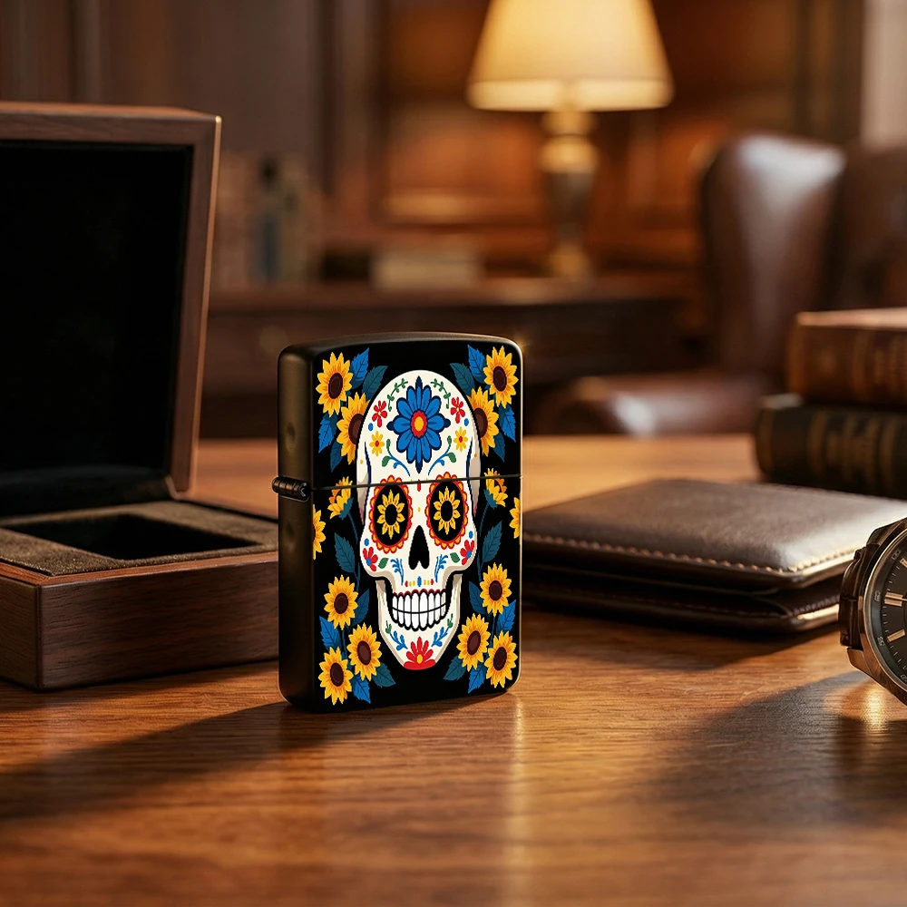 Flower Skull Flip - Top Lighter with Sunflower Design for Casual Use
Flower Skull Flip - Top Lighter with Sunflower Design for Casual Use