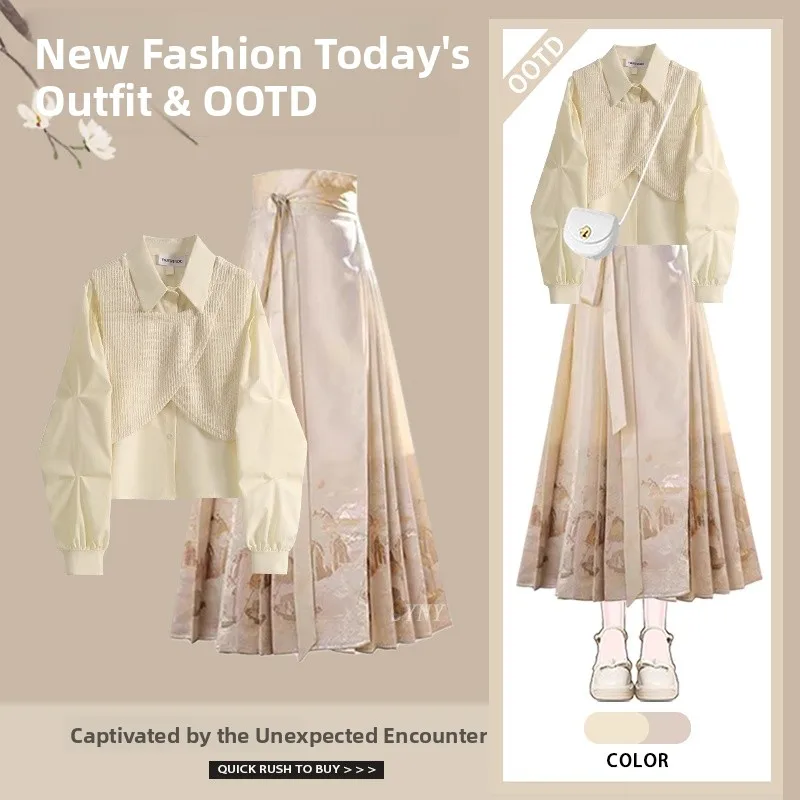 Spring 2025 New Chinese Sle Women's Dr Hanfu irt Small Size National Sle Ma Face Skirt Set Improved Traditional Design
Spring 2025 New Chinese Sle Women's Dr Hanfu irt Small Size National Sle Ma Face Skirt Set Improved Traditional Design