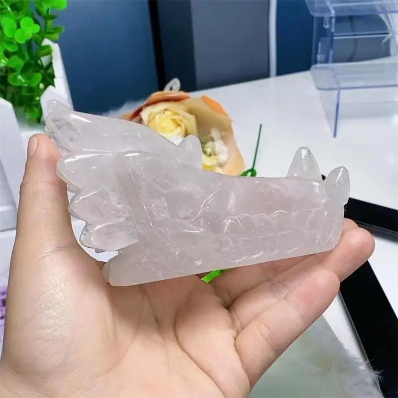 Natural Rose Quartz Crystal Handmade Carved Dragon Head Skull Polished Animal Powerful Statue Home Decoration Accessories 1pcs
Natural Rose Quartz Crystal Handmade Carved Dragon Head Skull Polished Animal Powerful Statue Home Decoration Accessories 1pcs