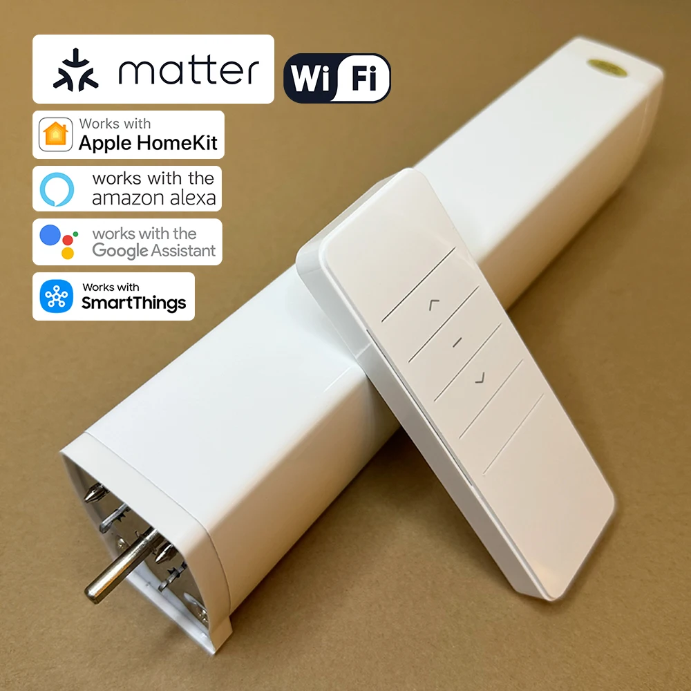 Matter over WiFi Electric Curtain Motor with RF Remote Motorized Curtain Driver Support Homekit SmartThings Alexa Google Home 
Matter over WiFi Electric Curtain Motor with RF Remote Motorized Curtain Driver Support Homekit SmartThings Alexa Google Home