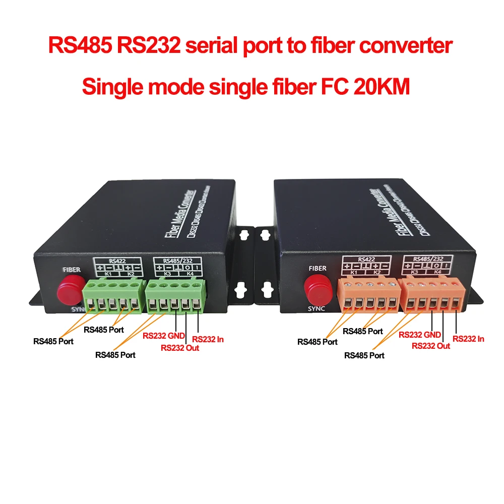 RS-232/422/485 Serial Port To Fiber Converter RS-485, RS-422, RS-232 To Fiber optic optical modem Single Fiber SM FC DC12V
RS-232/422/485 Serial Port To Fiber Converter RS-485, RS-422, RS-232 To Fiber optic optical modem Single Fiber SM FC DC12V