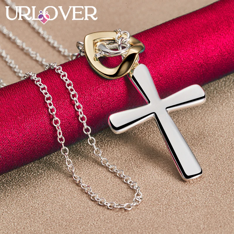 URLOVER 925 Sterling Silver Necklace For Woman Heart Cross Pendant Necklaces Fashion Party Wedding Birthday Charm Jewelry Gifts
URLOVER 925 Sterling Silver Necklace For Woman Heart Cross Pendant Necklaces Fashion Party Wedding Birthday Charm Jewelry Gifts