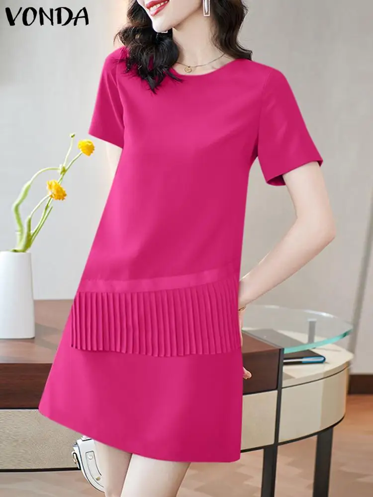 Summer Party Mini Dress 2024 VONDA Fashion Short Sleeve Solid Color Elegant Sundress Sexy O Neck Vestido Casual Loose Robe Femme
Summer Party Mini Dress 2024 VONDA Fashion Short Sleeve Solid Color Elegant Sundress Sexy O Neck Vestido Casual Loose Robe Femme