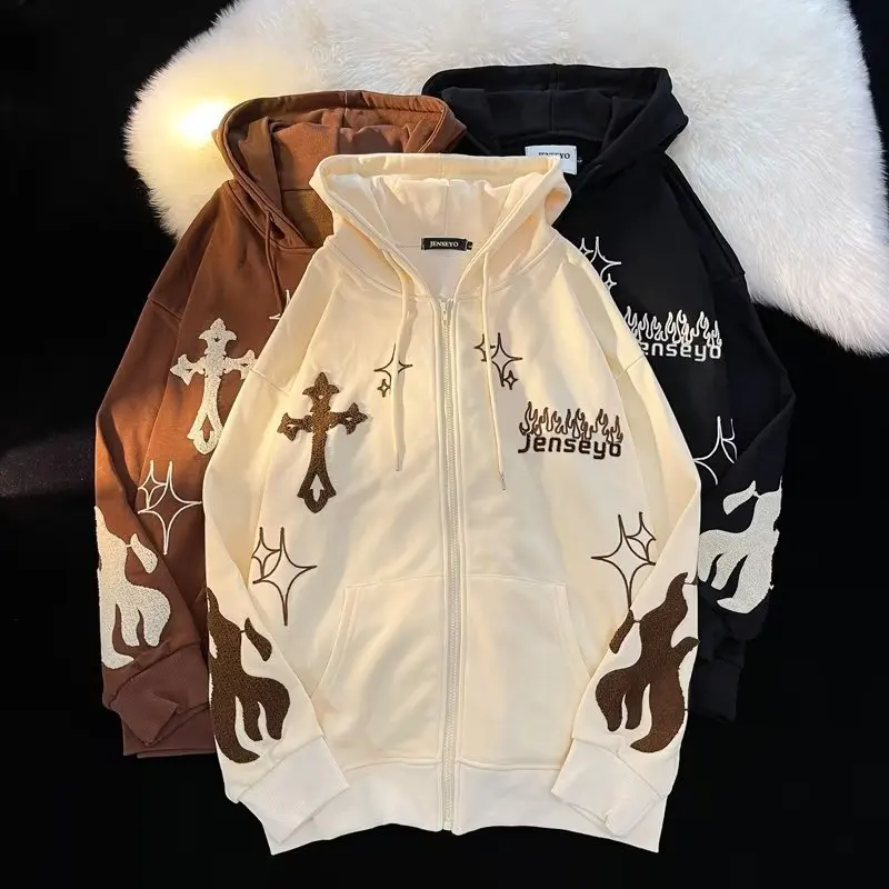 Mens Cardigan Zip Up Hoodies Autumn New Cotton Cross Embroidery Cargo Hoodie Men Streetwear Official-Website Tracksuit Techwear
Mens Cardigan Zip Up Hoodies Autumn New Cotton Cross Embroidery Cargo Hoodie Men Streetwear Official-Website Tracksuit Techwear