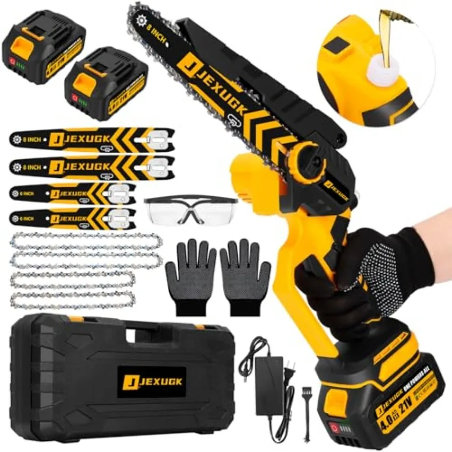 Brushless Mini Chainsaw, 8" and 6" Hand Held Cordless Chain Saw with 2 x 4.0Ah Battery, Portable Small Electric saw Cordless wi
Brushless Mini Chainsaw, 8" and 6" Hand Held Cordless Chain Saw with 2 x 4.0Ah Battery, Portable Small Electric saw Cordless wi