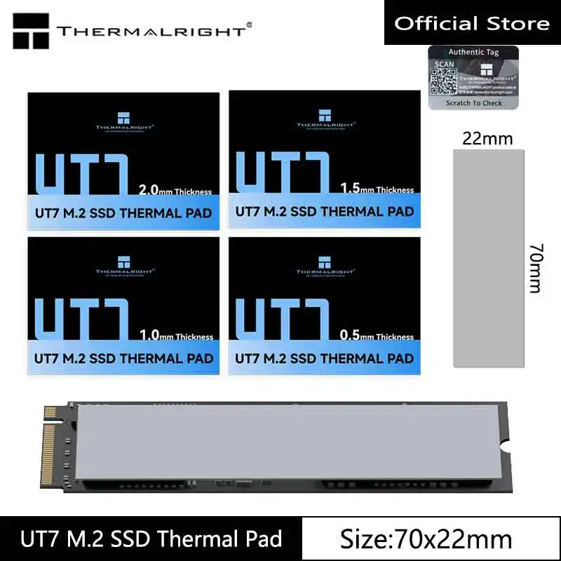 Thermalright 12.9W/m.k UT7 M.2 SSD thermal pad,70x22mm/Thermal pads suitable for SSD/integrated chip/graphics card cooling
Thermalright 12.9W/m.k UT7 M.2 SSD thermal pad,70x22mm/Thermal pads suitable for SSD/integrated chip/graphics card cooling