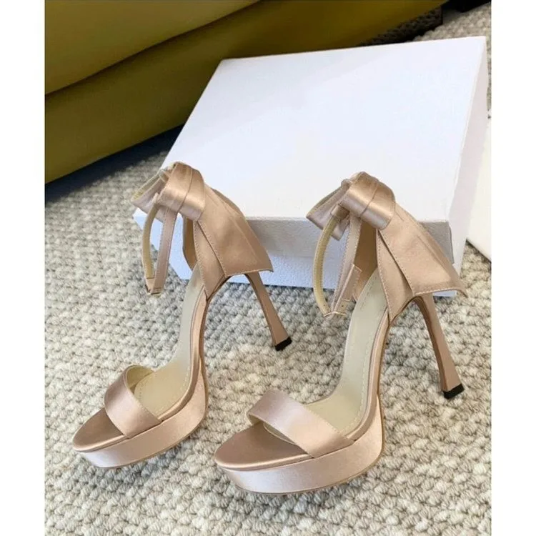 Waterproof Platform High-heeled Sandals for Women, Summer 2026 New Thin-heeled Elegant High-grade Satin Bow Strappy High Heels
Waterproof Platform High-heeled Sandals for Women, Summer 2026 New Thin-heeled Elegant High-grade Satin Bow Strappy High Heels