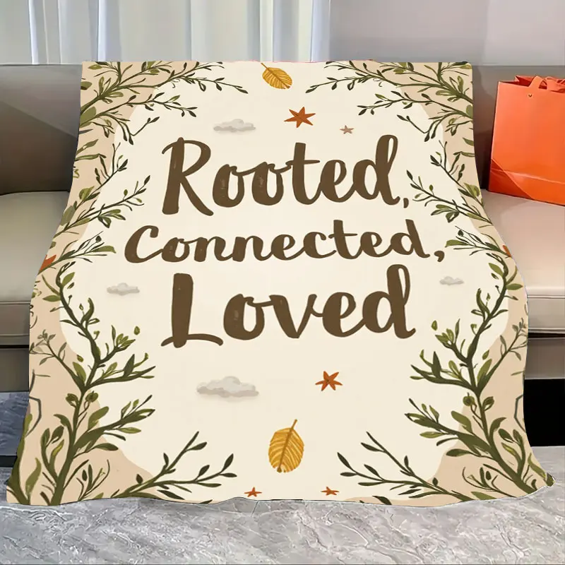 1 шт. фланелевое одеяло «Rooted Connected Loved» — уютное осеннее одеяло с природным принтом для домашнего декора 
1 шт. фланелевое одеяло «Rooted Connected Loved» — уютное осеннее одеяло с природным принтом для домашнего декора