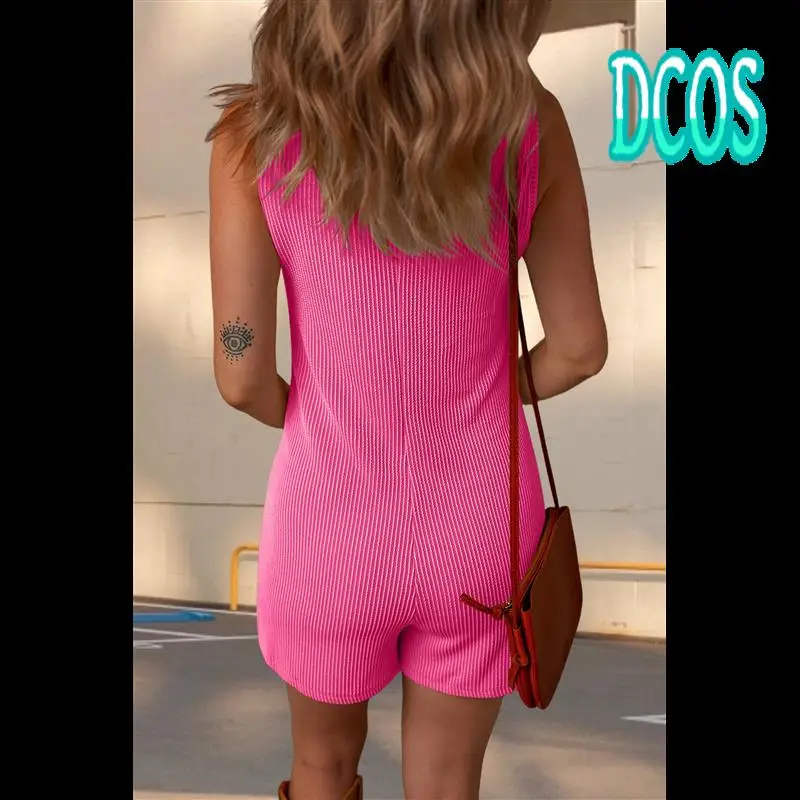 DCOS-Women Sleeveless Ribbed Romper Shorts Loose Fit Button Up Tank Top Casual Jumpsuits With Pockets
DCOS-Women Sleeveless Ribbed Romper Shorts Loose Fit Button Up Tank Top Casual Jumpsuits With Pockets