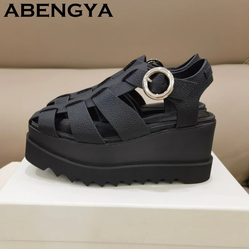 2026 Summer Black White Platform Sandals Women Thick Sole Real Leather Wedge Heels Sandals Ladies Fashion Rome Sandalias Female
2026 Summer Black White Platform Sandals Women Thick Sole Real Leather Wedge Heels Sandals Ladies Fashion Rome Sandalias Female
