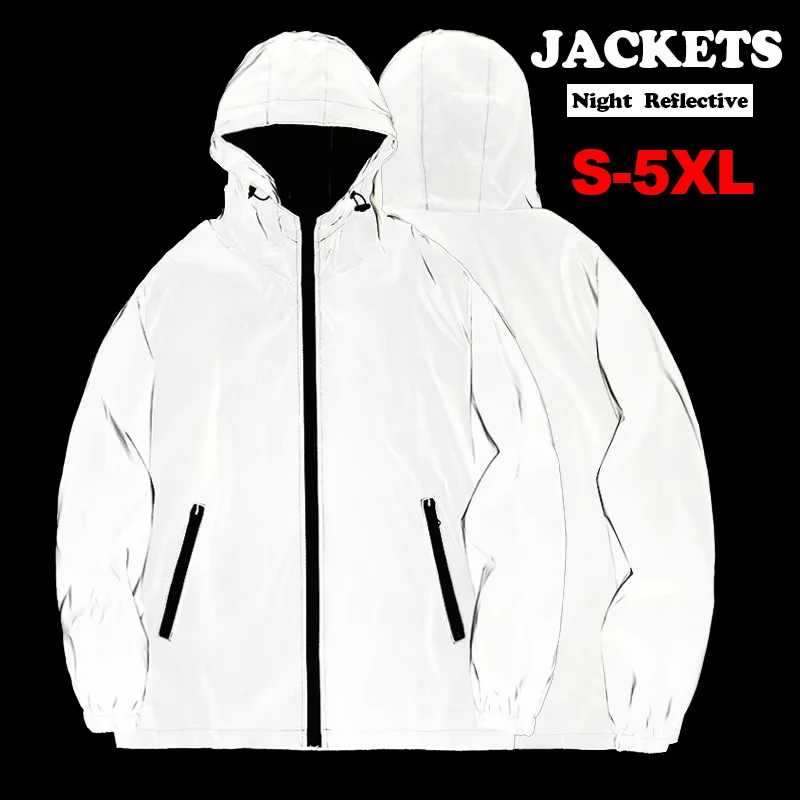 Men's New Night Reflective Jackets Double Fabric Hooded Windbreaker Coats Hip Hop Dance Zipper Outdoor Streetwear Outwear
Men's New Night Reflective Jackets Double Fabric Hooded Windbreaker Coats Hip Hop Dance Zipper Outdoor Streetwear Outwear