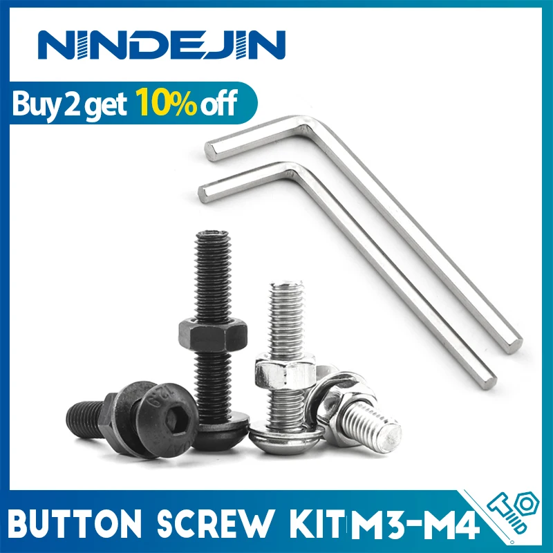 NINDEJIN M3 M4 Hex Socket Round Head Button Screws Assortment Kit with Nuts Washers and Hex Keys Stainless Steel Carbon Steel
NINDEJIN M3 M4 Hex Socket Round Head Button Screws Assortment Kit with Nuts Washers and Hex Keys Stainless Steel Carbon Steel