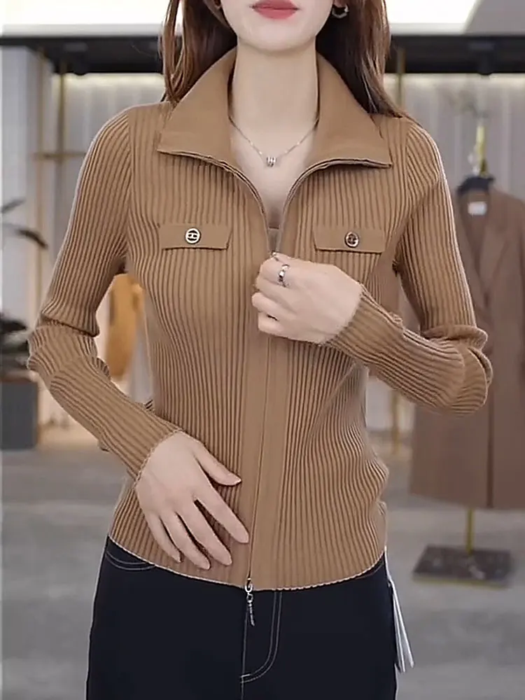 Slim Fit Knitted Cardigan Sweater Women's Long Sve Zipper Collar Spring 2024 New Sle Pure Color Double Head Zipper
Slim Fit Knitted Cardigan Sweater Women's Long Sve Zipper Collar Spring 2024 New Sle Pure Color Double Head Zipper