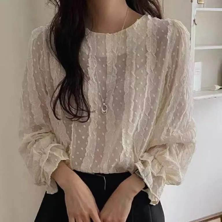 Chic Vintage Textured Loose Long Sve irt Agel Design Sensation Women's Faion Casual Busin Office Wear Polyester
Chic Vintage Textured Loose Long Sve irt Agel Design Sensation Women's Faion Casual Busin Office Wear Polyester