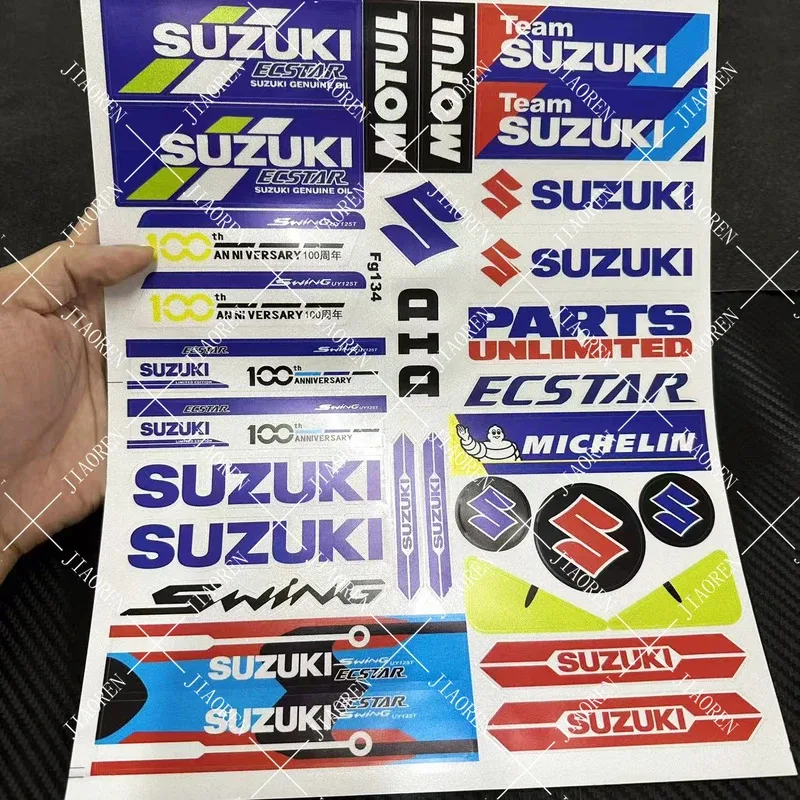 Виниловые наклейки команды Suzuki, комплект наклеек на шлем на танк
Виниловые наклейки команды Suzuki, комплект наклеек на шлем на танк