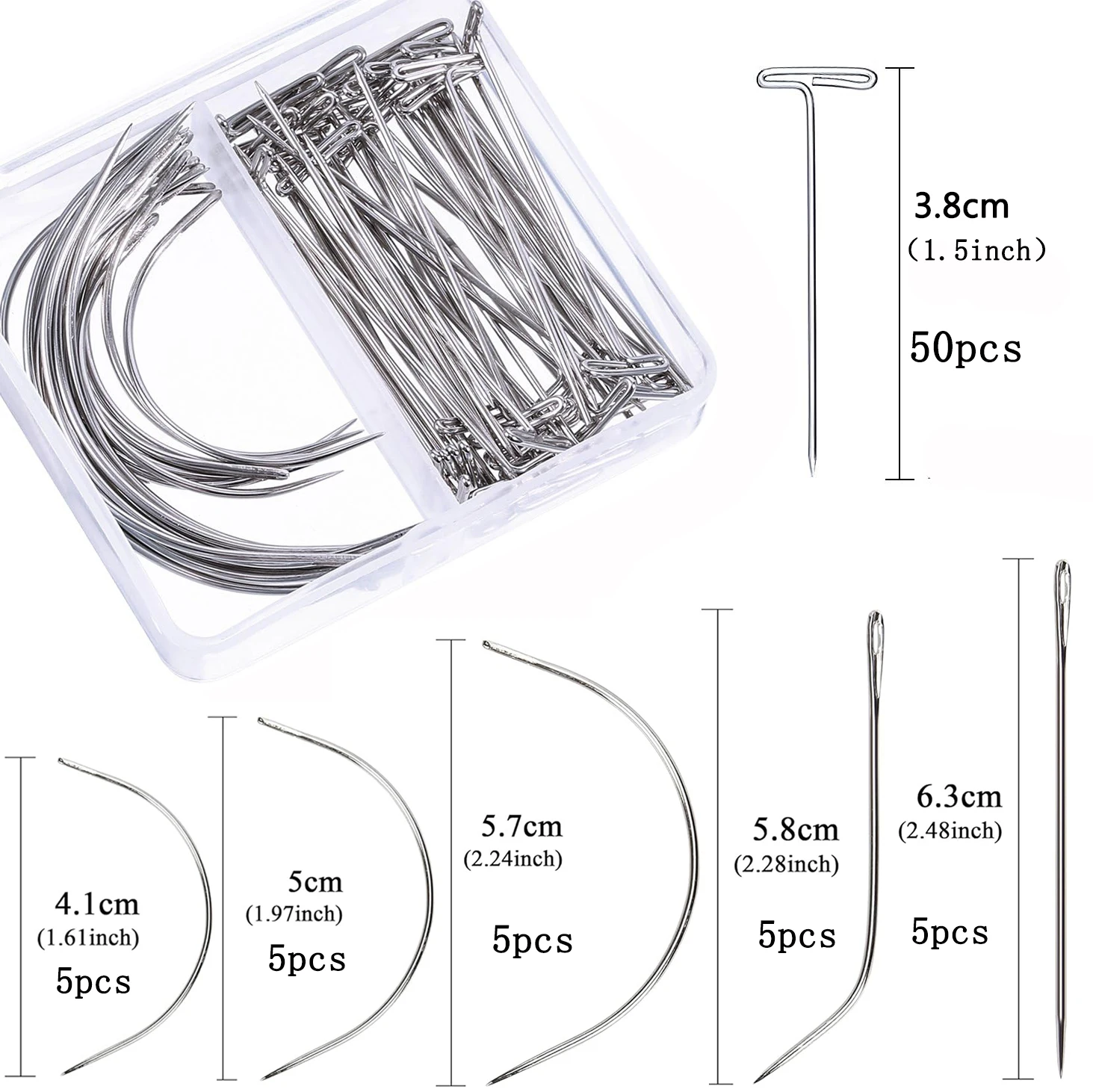 75pcs Needle And Thread Set for Weave with T Pins C Curved Needles Wig Making Hair Extensions Modelling Crafts Kit
75pcs Needle And Thread Set for Weave with T Pins C Curved Needles Wig Making Hair Extensions Modelling Crafts Kit