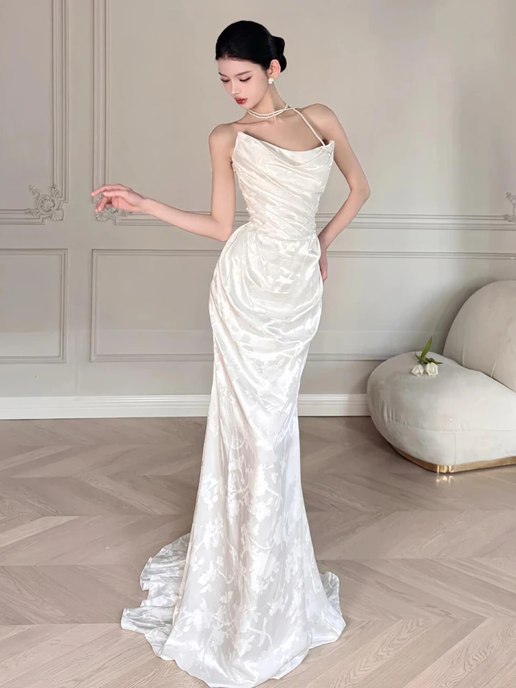 Ele Satin Fi Tail Bridal Gown White Strapl Wedding Dr Pre Wedding Ceremony Outfit Women's High End Morning Robe
Ele Satin Fi Tail Bridal Gown White Strapl Wedding Dr Pre Wedding Ceremony Outfit Women's High End Morning Robe