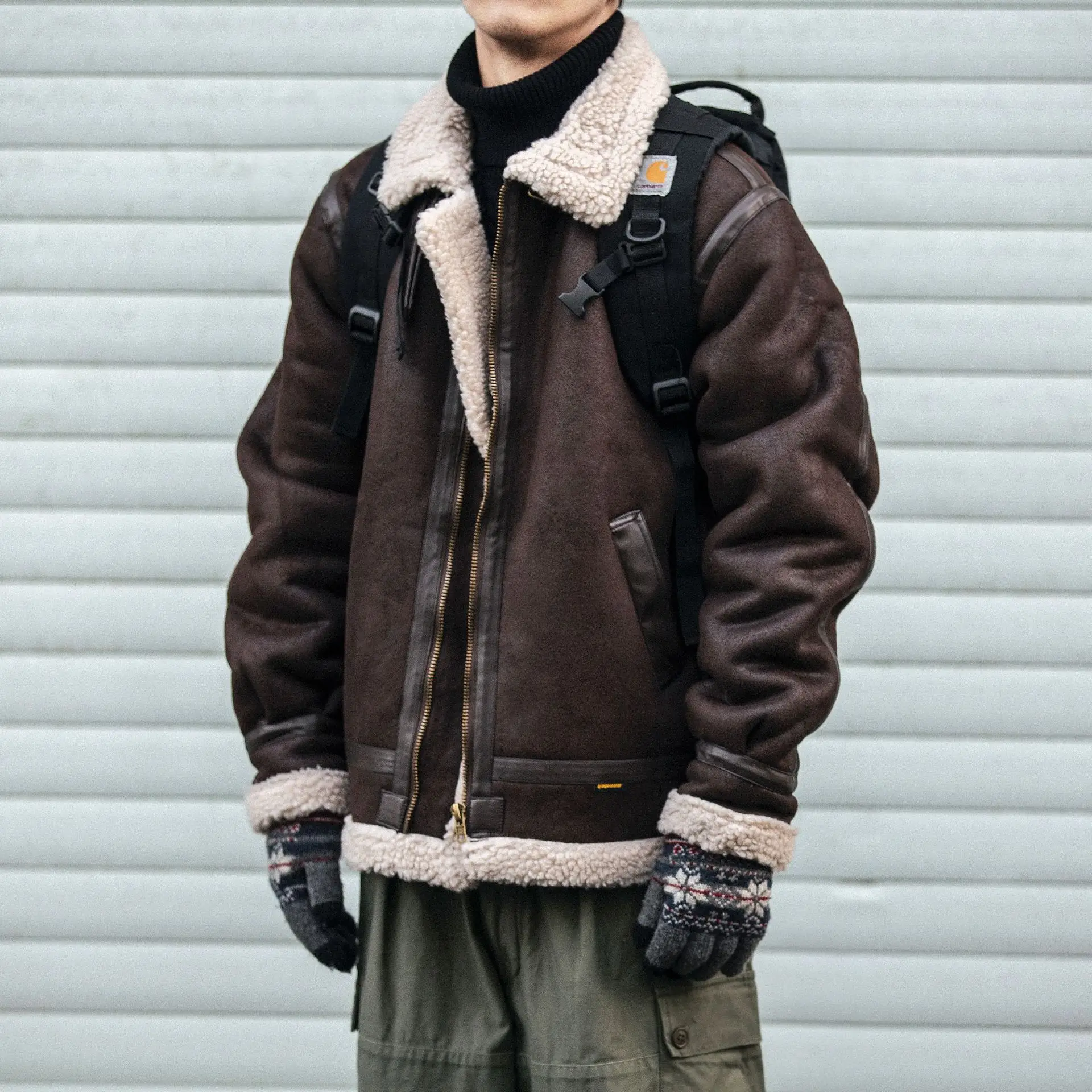Men's Faux Suede Biker Jacket, Lamb Fleece Lining Mans Winter Motorcycle Jacket, Vintage Streetwear Warm Coats
Men's Faux Suede Biker Jacket, Lamb Fleece Lining Mans Winter Motorcycle Jacket, Vintage Streetwear Warm Coats
