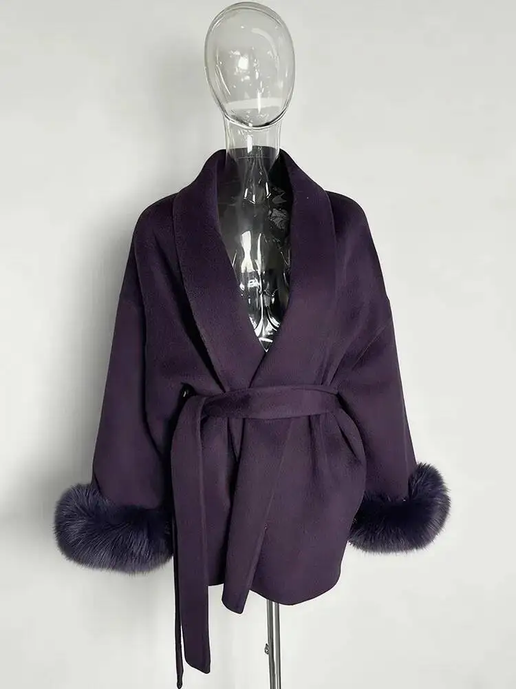 UCXQ Elegant OL Office Lady Overcoats Fur Patchwork Long Sleeve Woolen Coat Beautiful Women's Clothing Jacket Autumn 2025 Winter 38 S2ee8fdbfdca04a44a80d24e324911d46W