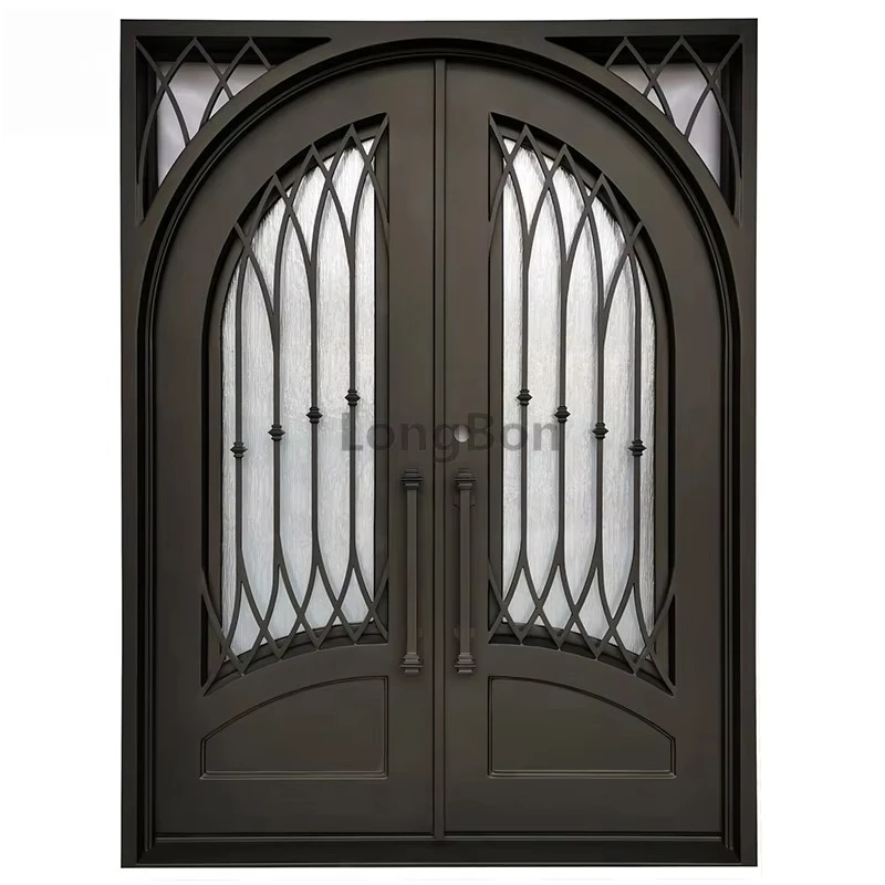 Custom black double wrought iron security door residence main front entrance and outer entrance, elegant decoration design
Custom black double wrought iron security door residence main front entrance and outer entrance, elegant decoration design