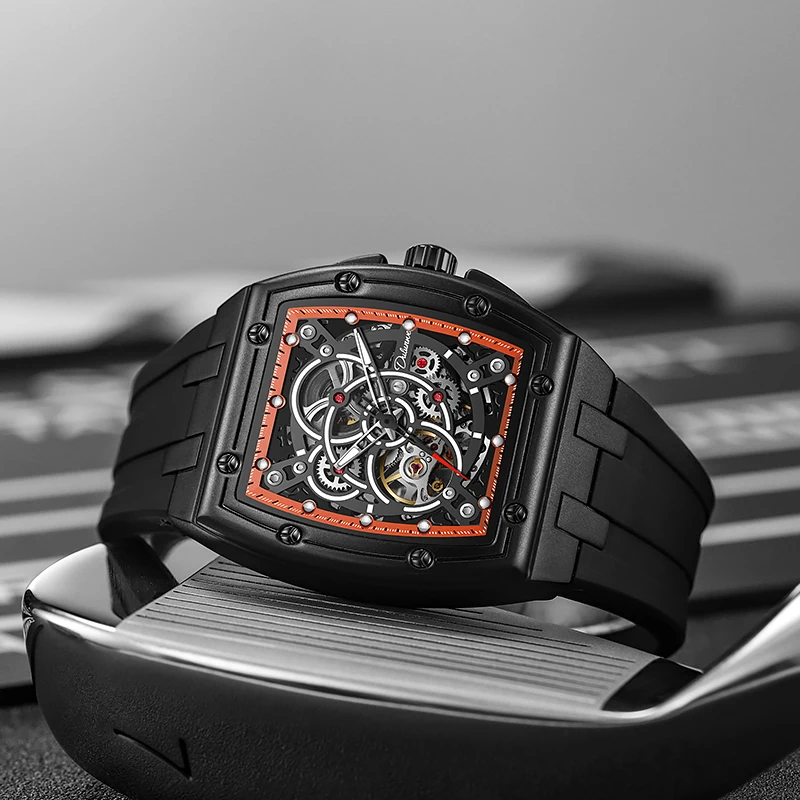 Мужские часы Dulunwe: Механические спортивные часы-бочонок с полым циферблатом, силиконовый ремешок, Relogio Masculino
Мужские часы Dulunwe: Механические спортивные часы-бочонок с полым циферблатом, силиконовый ремешок, Relogio Masculino