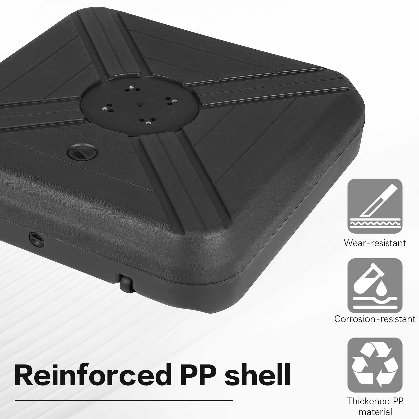 Основание для консольного зонта с колесами, наполняемое водой и песком, грузоподъемность 130 кг, для сада, двора, террасы, у бассейна
Основание для консольного зонта с колесами, наполняемое водой и песком, грузоподъемность 130 кг, для сада, двора, террасы, у бассейна