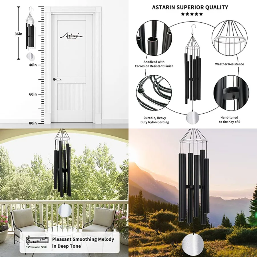 Wind Chimes Outdoor Large Deep Tone, 36 Inch Large Chimes for Outside Tuned Relaxing Soothing Low Bass, Memorial Windchimes Sym
Wind Chimes Outdoor Large Deep Tone, 36 Inch Large Chimes for Outside Tuned Relaxing Soothing Low Bass, Memorial Windchimes Sym