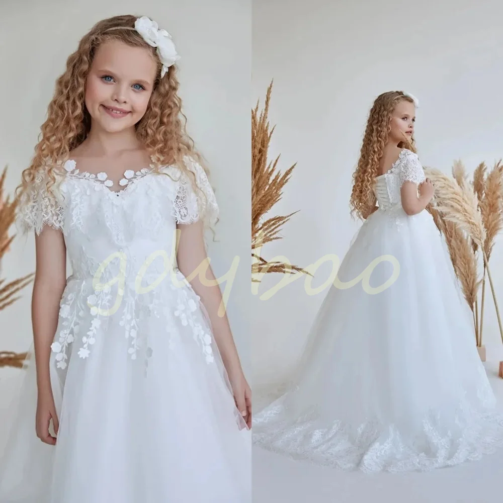 Tulle Puffy Short Sleeveless Applique Flower Girl Dress For Wedding Floor Length Child's First Eucharistic Birthday Party Dress
Tulle Puffy Short Sleeveless Applique Flower Girl Dress For Wedding Floor Length Child's First Eucharistic Birthday Party Dress