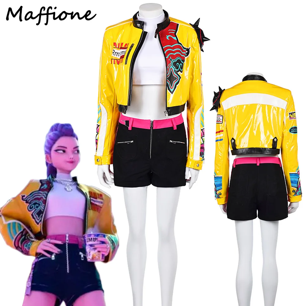 Cartoon Demon Cos Hunter of KPop Rumi Cosplay Yellow Fantasia Costume Women Roleplay Jacket Pants Set Clothing Halloween Suits
Cartoon Demon Cos Hunter of KPop Rumi Cosplay Yellow Fantasia Costume Women Roleplay Jacket Pants Set Clothing Halloween Suits