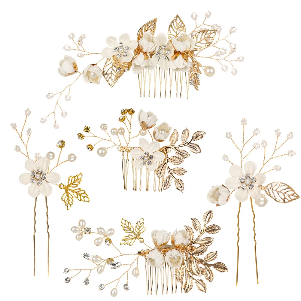 5Pcs Pearl and Crystal Hair Comb Set Rhinestone Flower Detail Bridal Jewelry for Wedding Party Bridesmaid Updo Hairstyle
5Pcs Pearl and Crystal Hair Comb Set Rhinestone Flower Detail Bridal Jewelry for Wedding Party Bridesmaid Updo Hairstyle