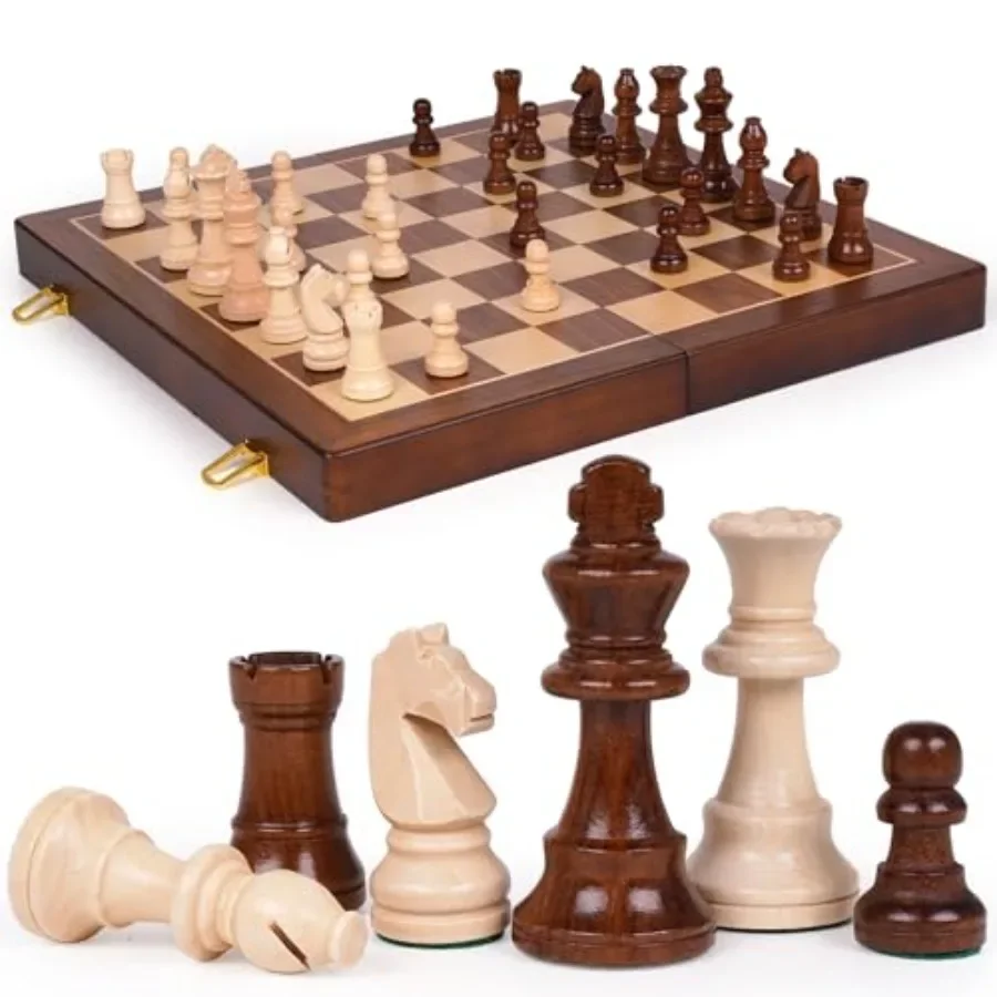 Large 17 Wooden Chess Set for Family Strategy Game Solid Folding Wood Board with Hand-Carved Pieces, 3.25 King, Natural Wood Co
Large 17 Wooden Chess Set for Family Strategy Game Solid Folding Wood Board with Hand-Carved Pieces, 3.25 King, Natural Wood Co