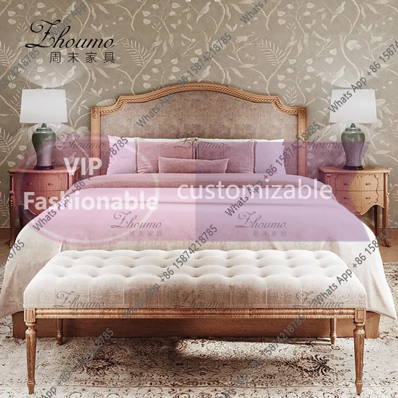tY French retro solid wood double bed antique master bedroom villa soft bag backrest single bed fabric single bed N
tY French retro solid wood double bed antique master bedroom villa soft bag backrest single bed fabric single bed N