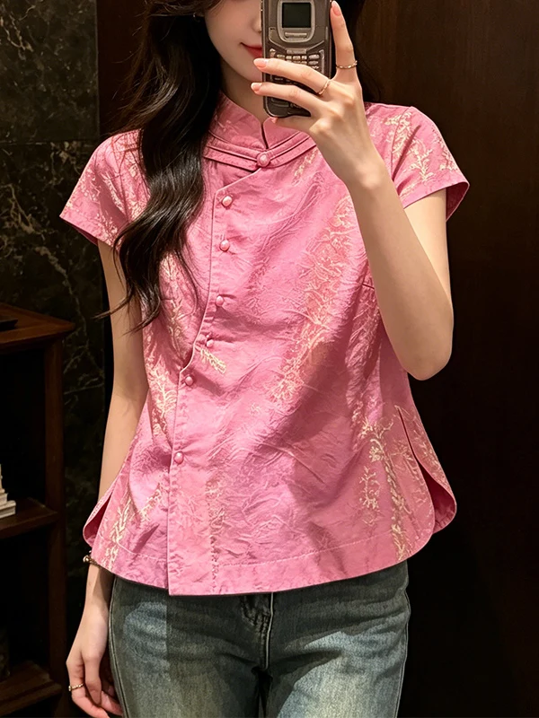 plus Size Traditional Chinese Style Stand Collar Short Sleeve Shirt Women's Summer New Fashion Casual Versatile Top for Plump MM
plus Size Traditional Chinese Style Stand Collar Short Sleeve Shirt Women's Summer New Fashion Casual Versatile Top for Plump MM