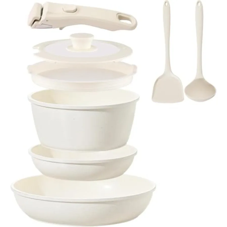 Ceramic Cookware Set Non Stick 8Pcs Pots and Pans Set Detachable Handle Induction Kitchen Cooking Set with Frying Pans Oven Dis
Ceramic Cookware Set Non Stick 8Pcs Pots and Pans Set Detachable Handle Induction Kitchen Cooking Set with Frying Pans Oven Dis