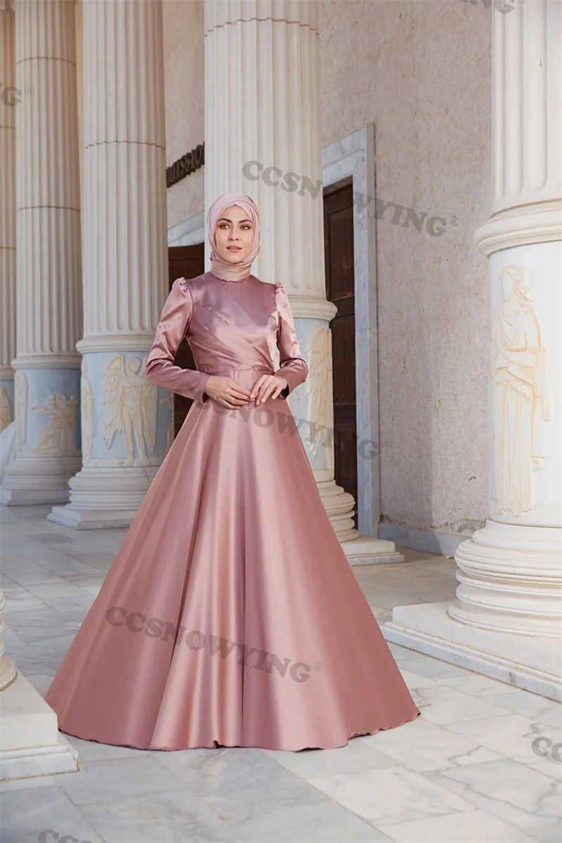 Elegant Long Sleeve Hijab Muslim Evening Dresses Satin High Neck Islamic Formal Party Gown Arabic Dubai Women Robes De Soirée
Elegant Long Sleeve Hijab Muslim Evening Dresses Satin High Neck Islamic Formal Party Gown Arabic Dubai Women Robes De Soirée