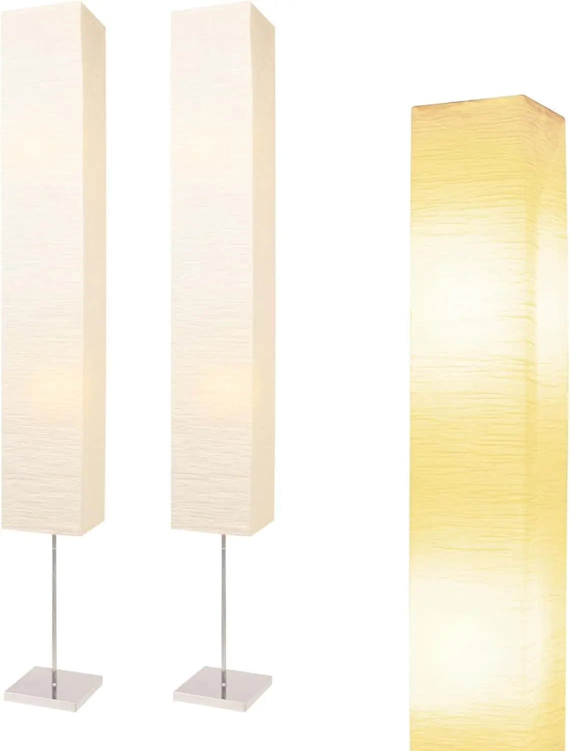 Japanese Paper Floor Lamp, 59" Tall with Rice Paper Shade, Foot Switch, Warm Light for Living Room, Bedroom, Office, No Bulb (Square 2 Pack)
Japanese Paper Floor Lamp, 59" Tall with Rice Paper Shade, Foot Switch, Warm Light for Living Room, Bedroom, Office, No Bulb (Square 2 Pack)