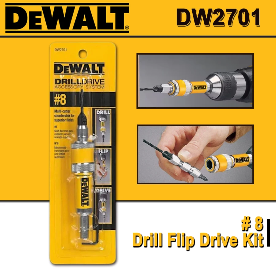 DEWALT #8 Drill Drive Set Drill Flip Drive Complete Unit 2 in 1 Countersink Wood Drill Bit 8mm Accessories NO.DW2701
DEWALT #8 Drill Drive Set Drill Flip Drive Complete Unit 2 in 1 Countersink Wood Drill Bit 8mm Accessories NO.DW2701
