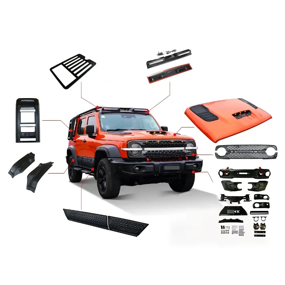 High Quality Auto PARTS modification Front Bumper rear bumper car bumpers body kit roof rack for gwm wey tank 300
High Quality Auto PARTS modification Front Bumper rear bumper car bumpers body kit roof rack for gwm wey tank 300
