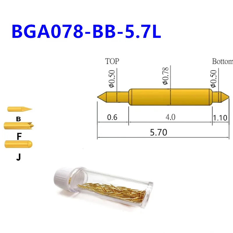 100PCS/Box BGA Double Head Pin 078- BB BF 5.7L Semiconductor Double Head Phone High Frequency Test Pin Two End Stretching
100PCS/Box BGA Double Head Pin 078- BB BF 5.7L Semiconductor Double Head Phone High Frequency Test Pin Two End Stretching