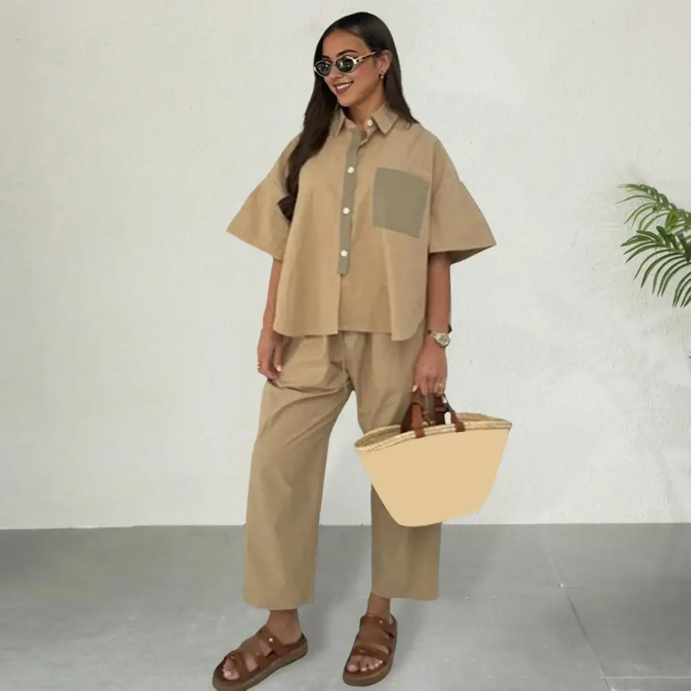Women Two-piece Suit Women's Casual Shirt Wide Leg Pants Set with Turn-down Collar Chest Pocket Button-down Design for Women
Women Two-piece Suit Women's Casual Shirt Wide Leg Pants Set with Turn-down Collar Chest Pocket Button-down Design for Women