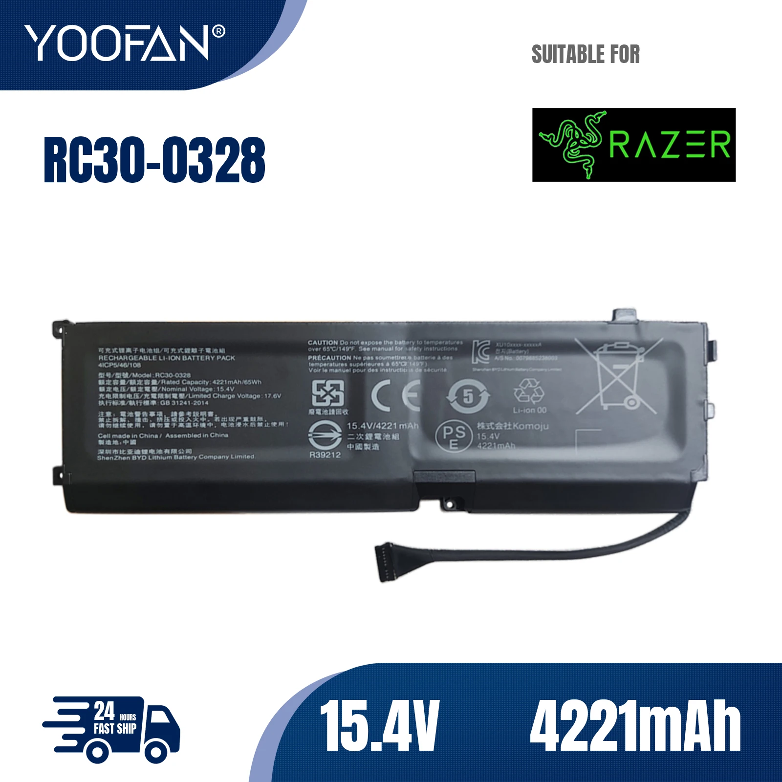 YOOFAN Batería auténtica para ordenador portátil Razer Blade 15 Edition, 2020, 2021, RC30-0328, RZ09-0330X, 03305X, RZ09-03304X
YOOFAN Batería auténtica para ordenador portátil Razer Blade 15 Edition, 2020, 2021, RC30-0328, RZ09-0330X, 03305X, RZ09-03304X