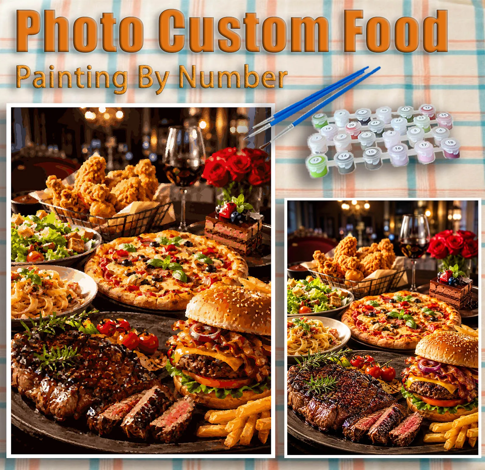 Photo Custom Food Paint by Numbers Oil Adult14+Beginners,24/36/48C DIY Acryl Cotton Canvas,NoFrame Gift Painting Kits
Photo Custom Food Paint by Numbers Oil Adult14+Beginners,24/36/48C DIY Acryl Cotton Canvas,NoFrame Gift Painting Kits