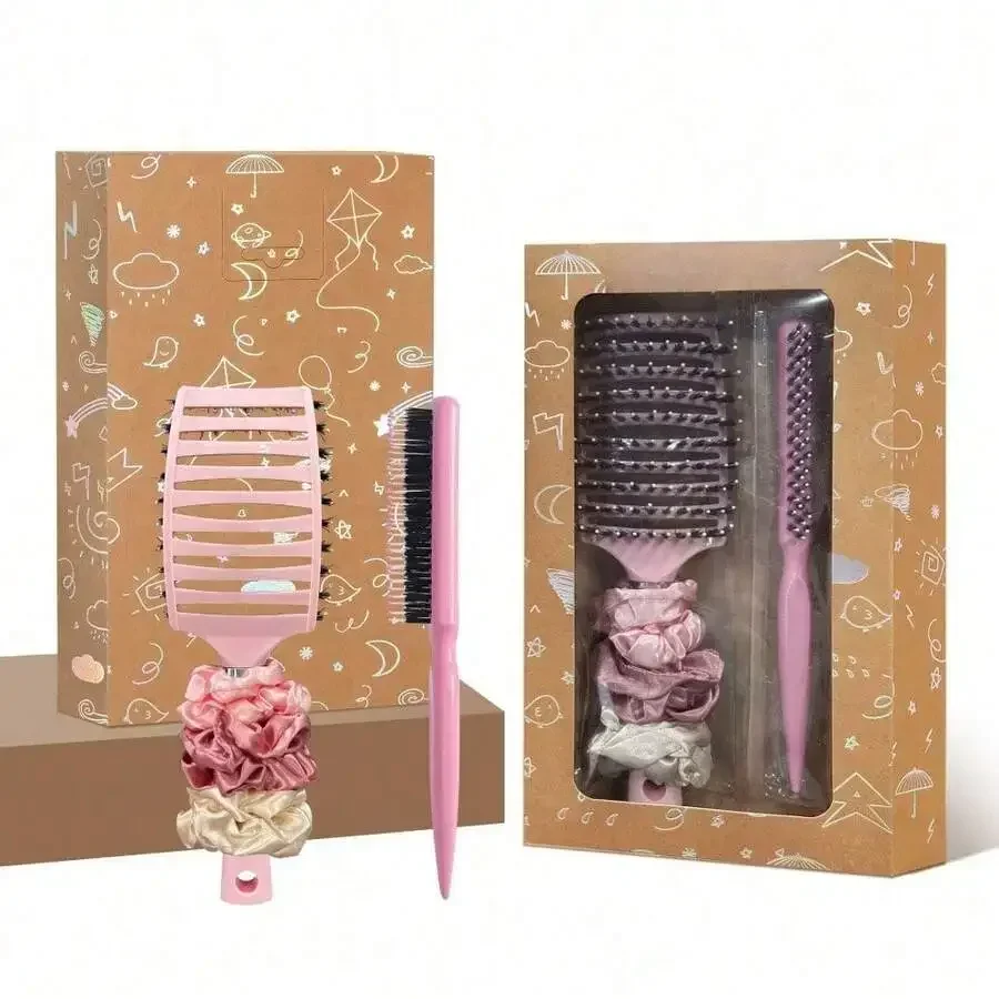 5Pcs Pink Hair Styling Kit Vented Detangler Brush Teasing Comb Satin Scrunchies
5Pcs Pink Hair Styling Kit Vented Detangler Brush Teasing Comb Satin Scrunchies