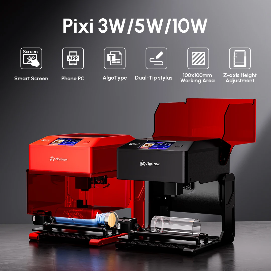 Algolaser PIXI Mini Diode Smart AlgoType Laser Marker 5W/10W Laser Engraver Cutte For Beginner DIY Custom Wood Glass Pet Crafts
Algolaser PIXI Mini Diode Smart AlgoType Laser Marker 5W/10W Laser Engraver Cutte For Beginner DIY Custom Wood Glass Pet Crafts