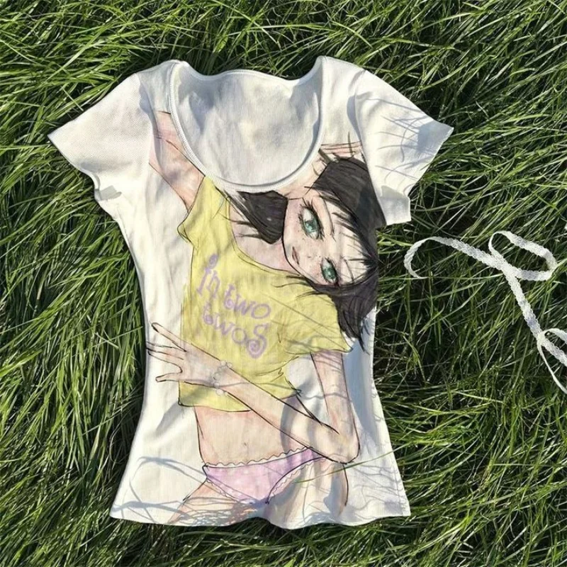 Subcultural Printed Hot Girl T-shirt Summer New Style Japanese Cute Girl Cartoon Printed Y2K Retro Slimming Women's Tops emo
Subcultural Printed Hot Girl T-shirt Summer New Style Japanese Cute Girl Cartoon Printed Y2K Retro Slimming Women's Tops emo
